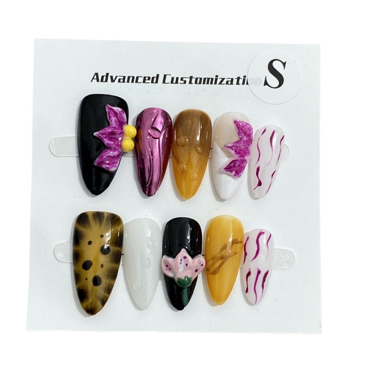 Three-dimensional Carved White High-grade Mid-length Manicure Wear Nail